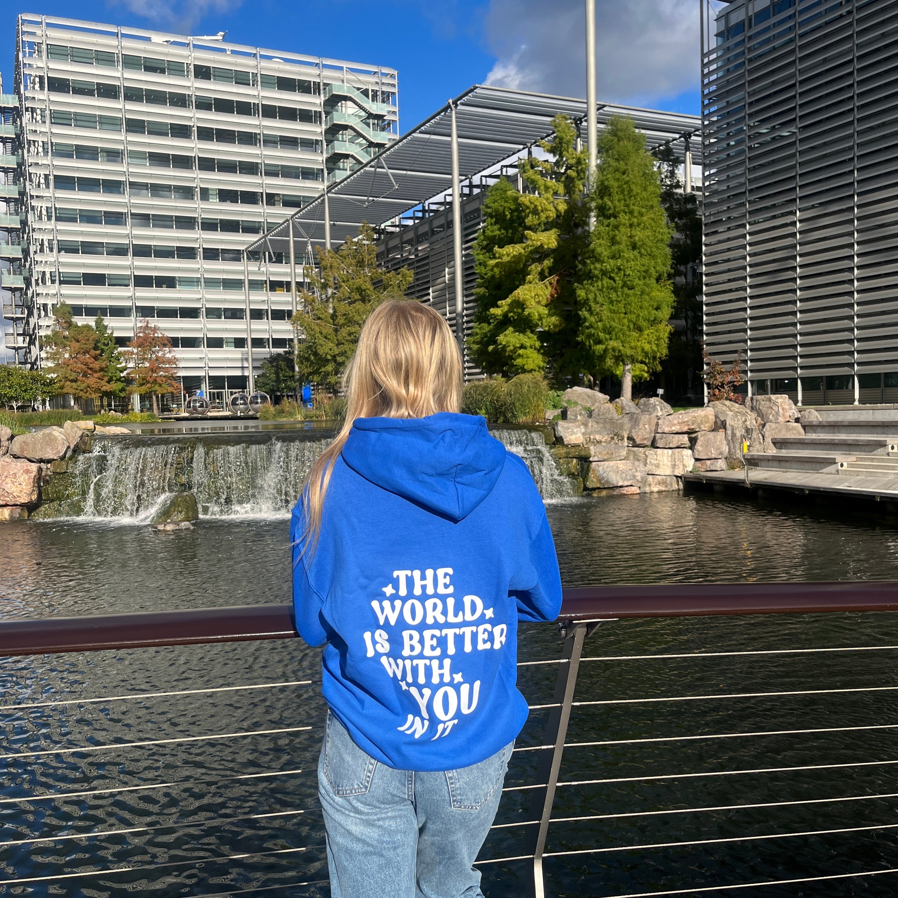 The world is better with YOU in it royal blue hoodie