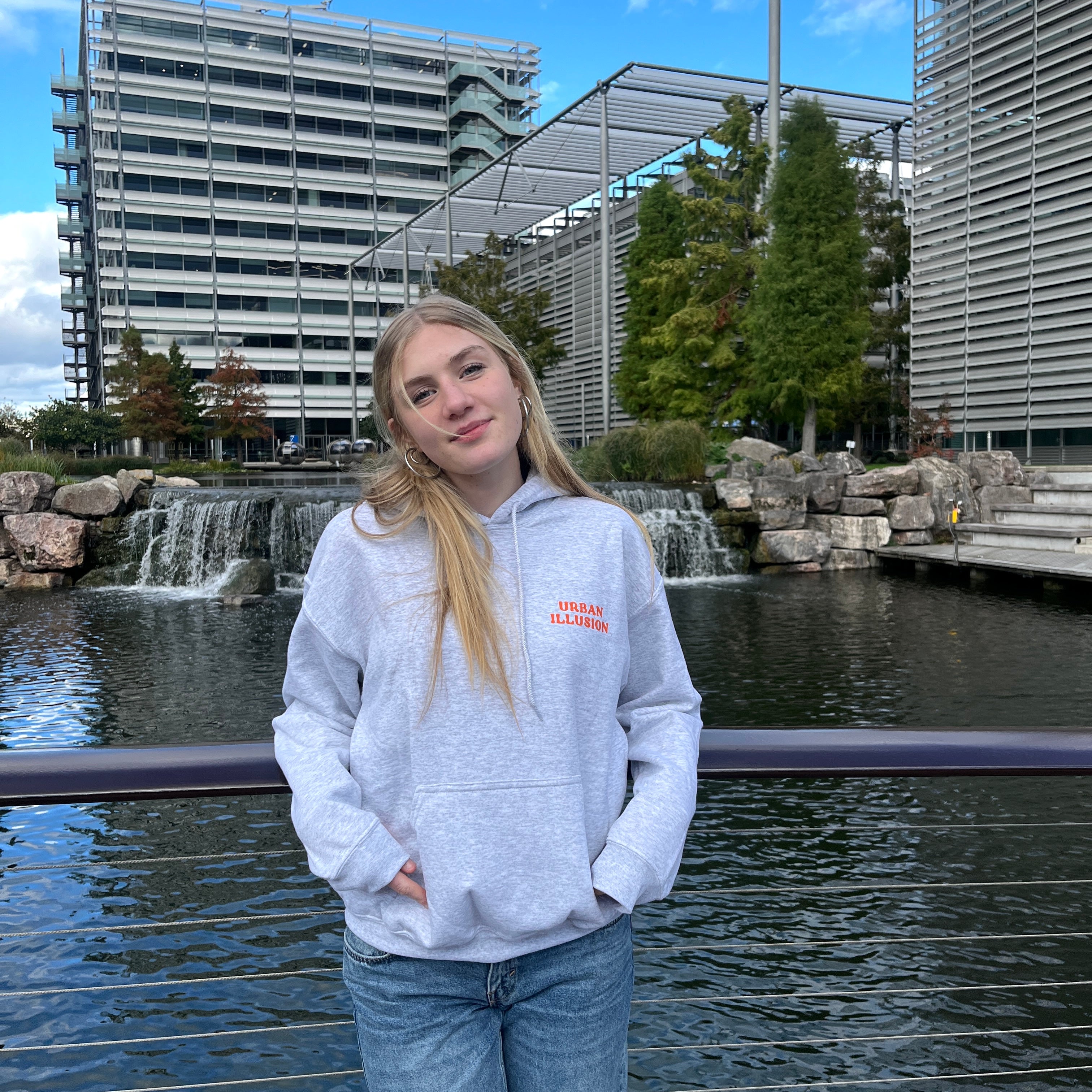 Treat yourself with kindness ash grey hoodie with orange text