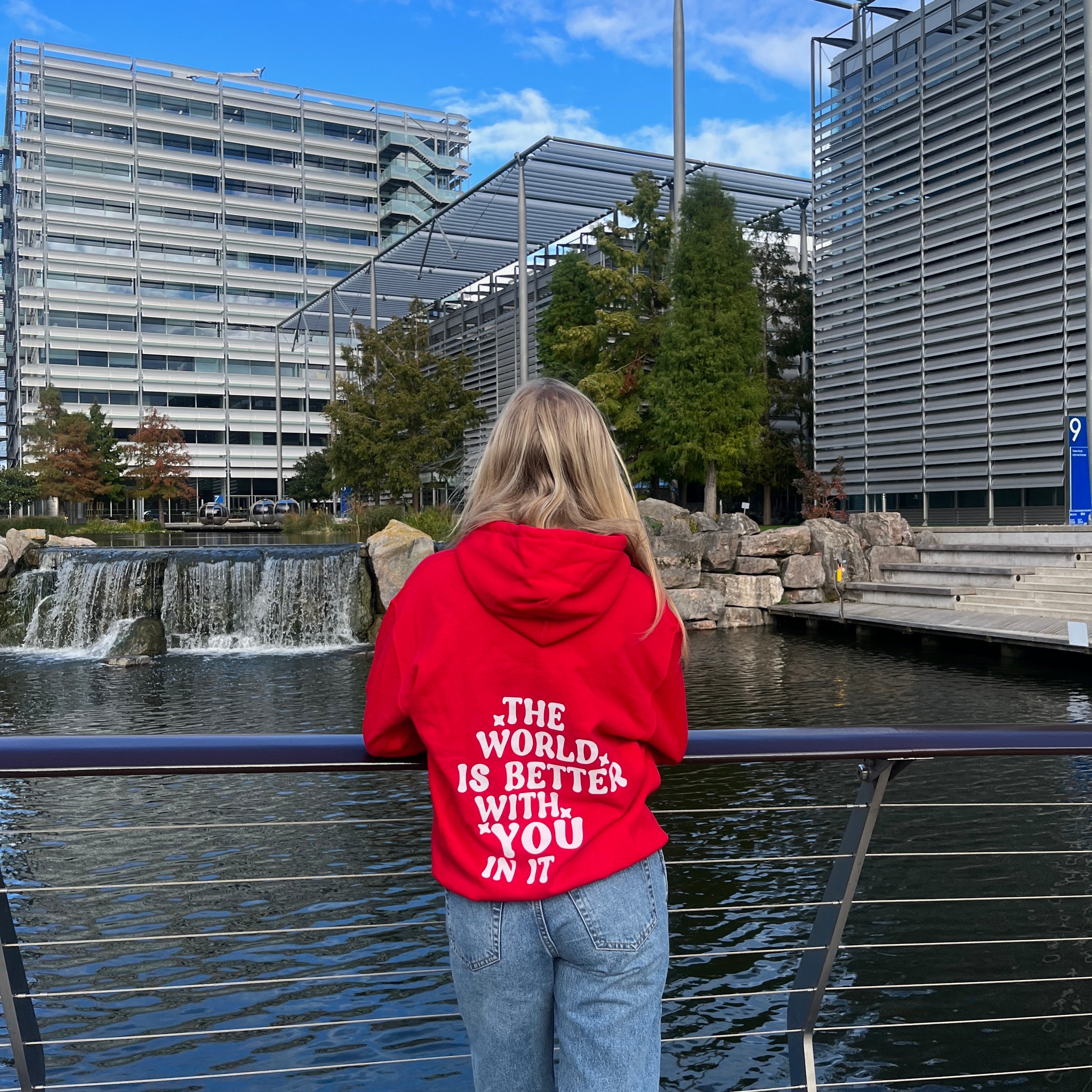 Cherry red the world is better with YOU in it hoodie