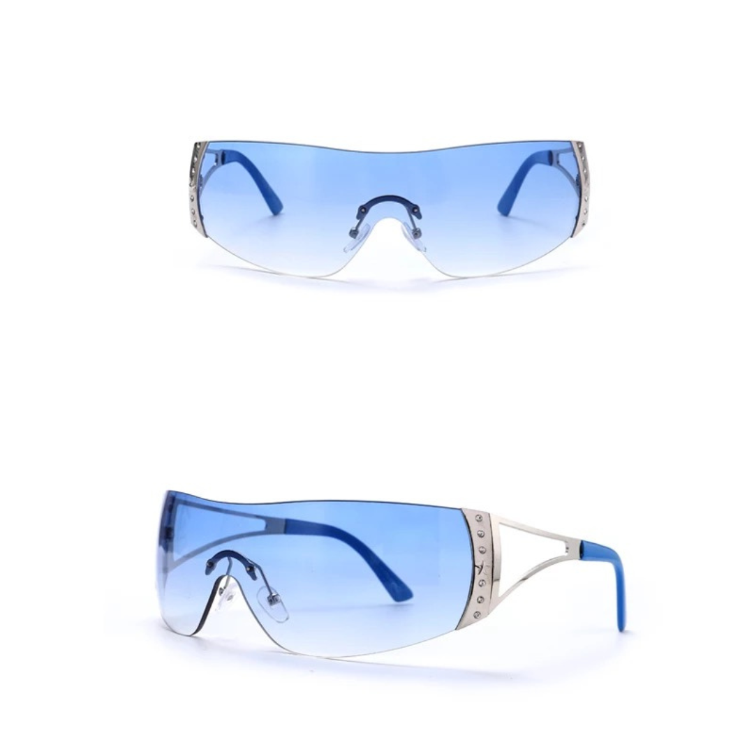 Blue retro oversized sunglasses