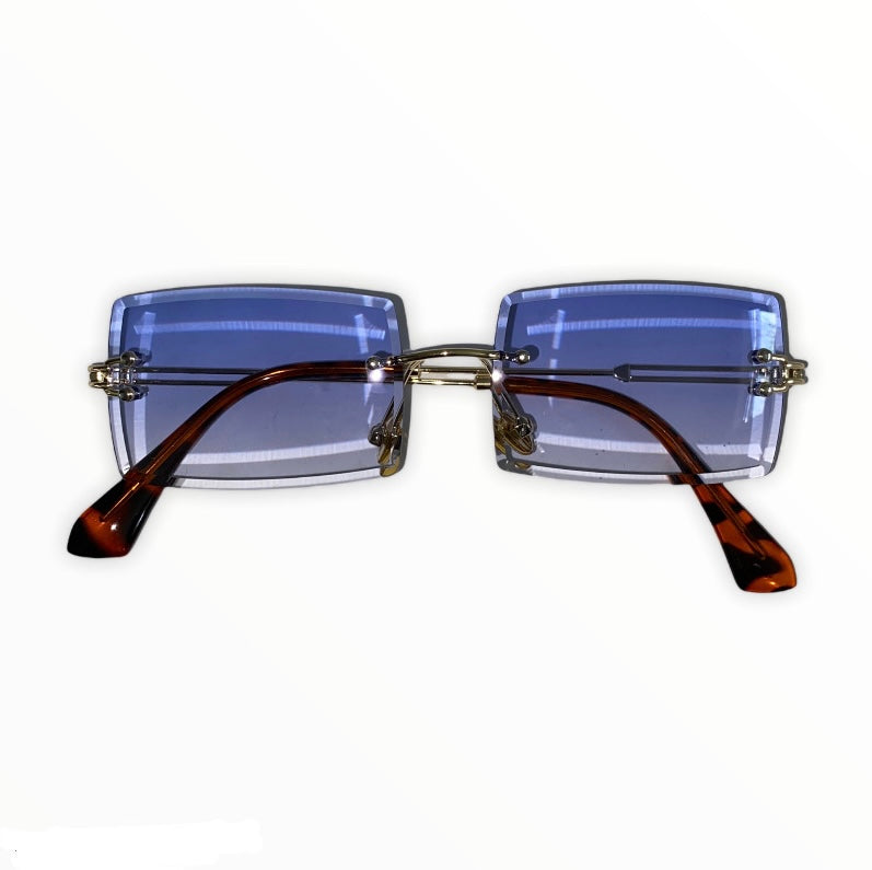 Blue frameless sunglasses