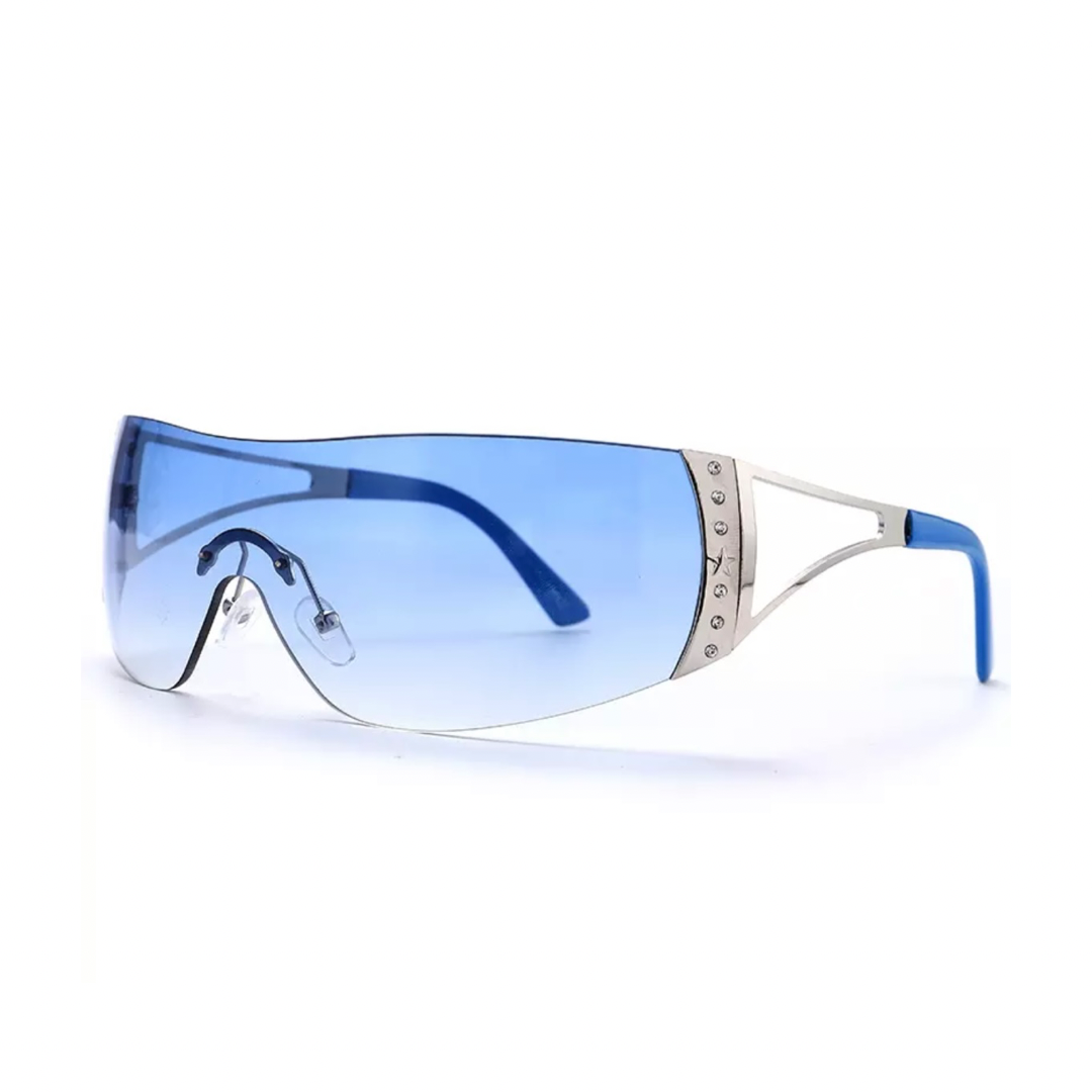 Blue retro oversized sunglasses