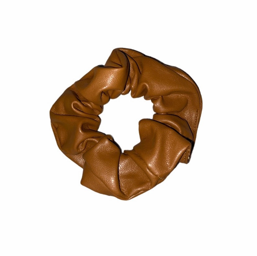 Tan leather scrunchie